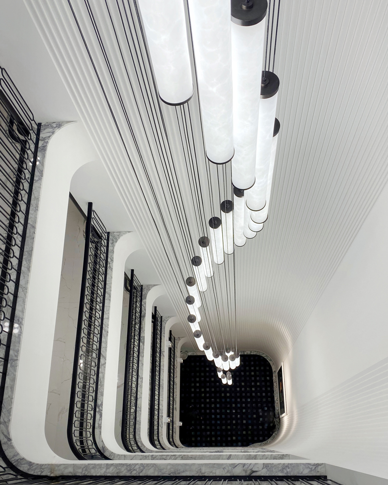396 Gallery sculptural light extending through every floor